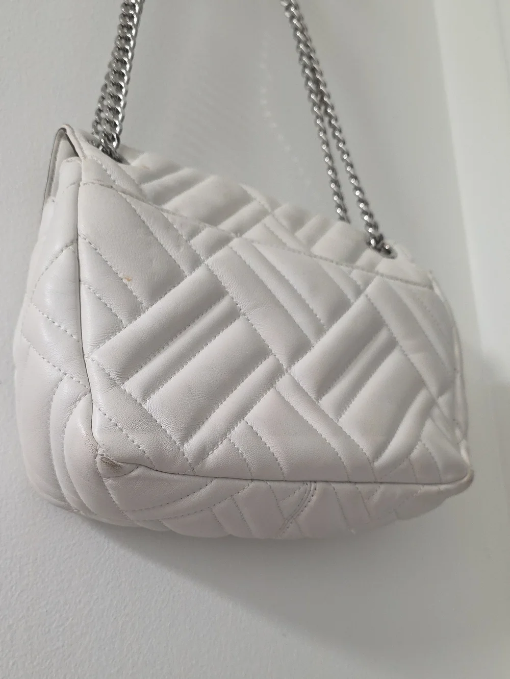 Michael Kors White Quilted Leather Peyton Shoulder Bag